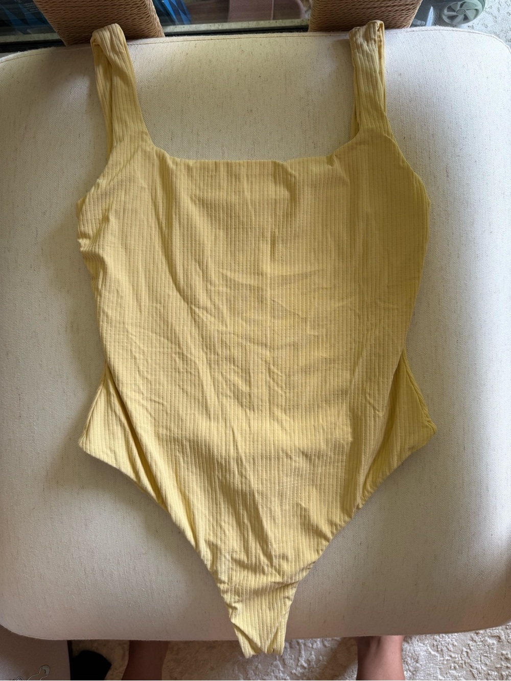 Ribbed Yellow  One-Piece Bodysuit